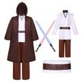 Geplaimir Jedi Costume for Children with Blue Lightsaber, Obi Wan Kenobi Tunic, Hooded Coat, Outfit, Cape with Hood, Medieval Hoodies, Jedi Robe, Cosplay Set for Boys, Halloween, Carnival, G061-120