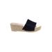 Patricia Green Wedges: Slip On Platform Casual Blue Print Shoes - Women's Size 38 - Open Toe