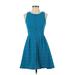 Leifsdottir Casual Dress - A-Line: Teal Jacquard Dresses - Women's Size 2