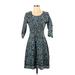 Mata Traders Casual Dress - Fit & Flare: Teal Paisley Dresses - Women's Size Small