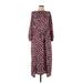 Ann Taylor Casual Dress - Midi High Neck 3/4 sleeves: Burgundy Dresses - Women's Size 2