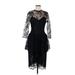 Neiman Marcus Casual Dress - Midi Crew Neck 3/4 sleeves: Black Print Dresses - Women's Size Medium