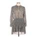 Zara Casual Dress - Mini High Neck 3/4 sleeves: Gray Dresses - Women's Size Large