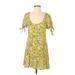 Miss Selfridge Casual Dress - Mini Plunge Short sleeves: Yellow Dresses - Women's Size 8