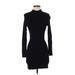 Abercrombie & Fitch Casual Dress - Bodycon High Neck Long sleeves: Black Print Dresses - Women's Size Small Petite