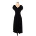 Apt. 9 Casual Dress - High/Low V-Neck Short sleeves: Black Solid Dresses - Women's Size 2X-Small