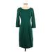 Talbots Casual Dress - Sheath: Green Solid Dresses - Women's Size 4 Petite