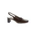 DKNY Heels: Pumps Chunky Heel Classic Brown Solid Shoes - Women's Size 5 1/2 - Almond Toe