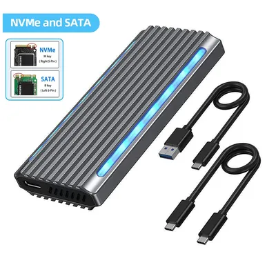 Boîtier SSD M.2 NVMe NGFF USB 3.1 Type-C 10Gbps SATA HDD 2230/2242/2260/2280 RGB LED Protocole