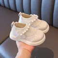 Chaussures en cuir pour bébé fille beige perle simple automne noir doux non ald princesse