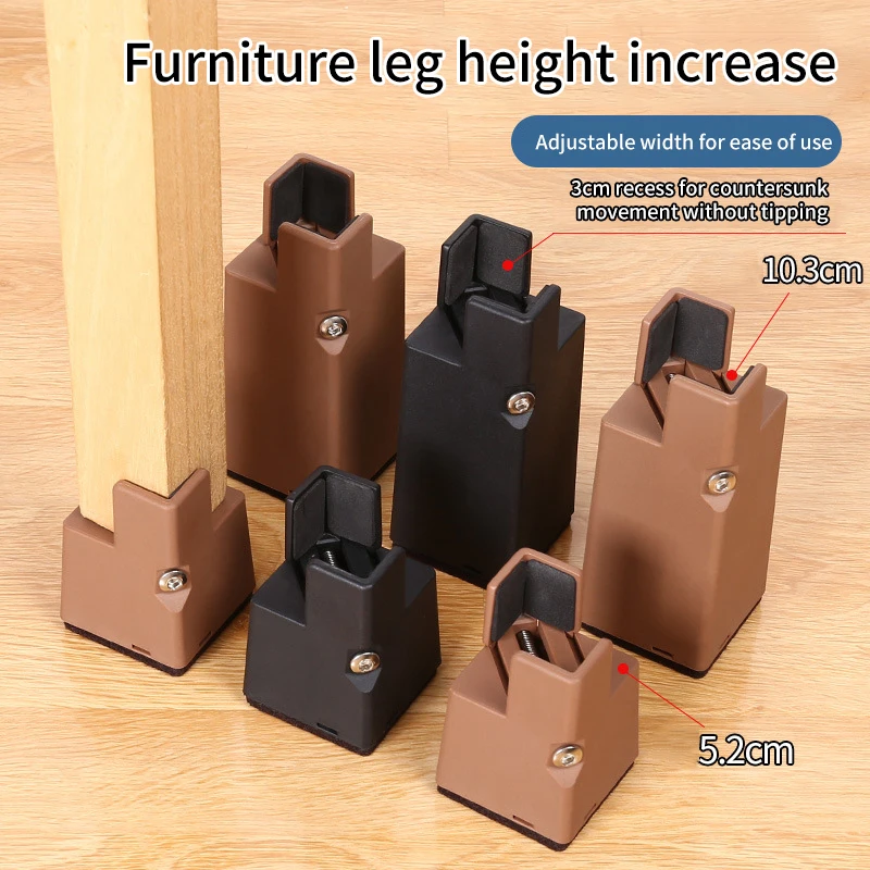 2 pièces pieds de chaise de meubles réglables avec pince à vis 2 4 pouces de hauteur tables de canapé robustes rehausseurs de meubles de lit carrés