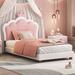 Zoomie Kids Solid + Manufactured Bed Wood & /Upholstered/Faux leather in Brown/Pink/White | 44 H x 46.5 W x 80 D in | Wayfair