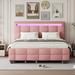 Brayden Studio® Cristyn Platform Storage Bed Upholstered/Linen in Pink | 43.7 H x 64.6 W x 86.6 D in | Wayfair 87BB96C167FF4DB6A17E1B7E2833D724