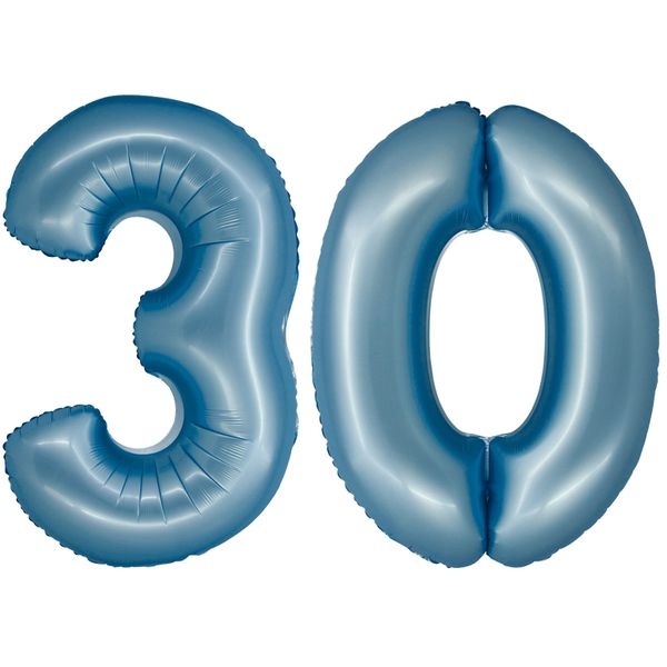 XL Folienballon blau matt Zahl 30 Image