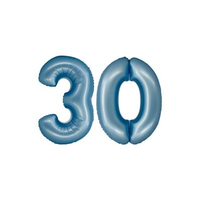 XL Folienballon blau matt Zahl 30