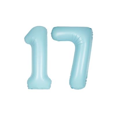 XL Folienballon hellblau Zahl 17