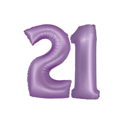 XL Folienballon lavendel Zahl 21