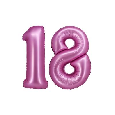 XL Folienballon pink matt Zahl 18