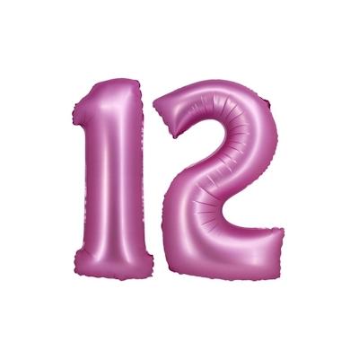 XL Folienballon pink matt Zahl 12