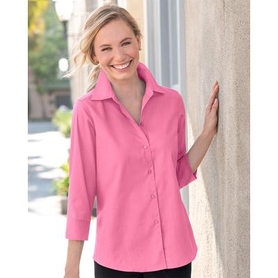 Appleseeds Women's Foxcroft® Non-Iron Perfect-Fit Three-Quarter-Sleeve Shirt - Pink - 12P - Petite