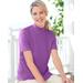 Appleseeds Women's Essential Short-Sleeve Mockneck - Purple - PS - Petite