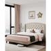 Platform Bed Frame Full with Upholstered Wingback Headboard