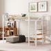 Twin/Full Size Metal Loft Bed w/ Storage Stairs, Heavy Duty Loft Bed Frame w/ Upper Grid Storage Shelf & Lateral Storage Ladder