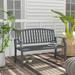 Outsunny 46" Outdoor Garden Bench, Metal Bench, Wood Look Slatted Frame Furniture for Patio