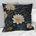 Designart "Beige And Blue Meditation Flowers Delight" Botanical Printed Throw Pillow