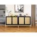 Natural rattan, 2 door cabinet, with 1 Adjustable Inner Shelves, rattan, Accent Storage Cabinet, Set of 2