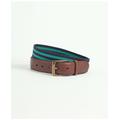 Brooks Brothers Men's Webbed Cotton Belt With Brass-Tone Buckle | Green/Navy | Size 40