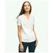 Brooks Brothers Women's Short Sleeve Draped Faux Wrap Top | White | Size Medium