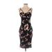 AX Paris Casual Dress - Midi: Black Floral Motif Dresses - Women's Size 8