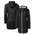 Women's Cutter & Buck Black Indianapolis Indians Rainier Primaloft Eco Insulated Hooded Long Coat