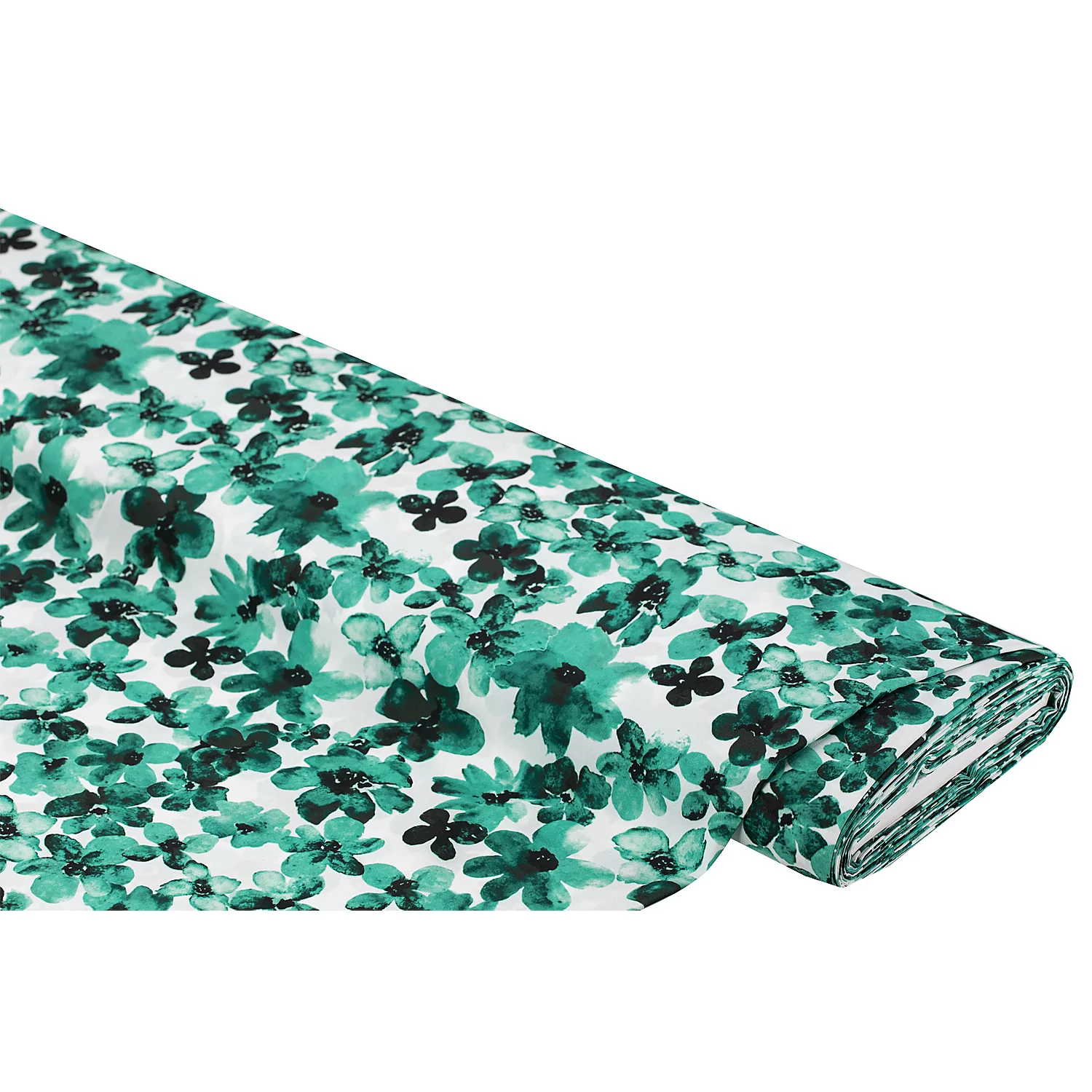 Blusenstoff Blümchen, petrol-color Image