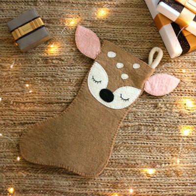 'Hand-Stitched Applique Wool Felt Reindeer Christm...