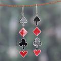 Lucky Suits,'Handcrafted Card Suit-Themed Ceramic Dangle Earrings'