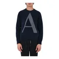 Armani Exchange , Logo Knit Sweater ,Blue male, Sizes: S, 2XL