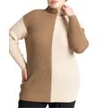 Plus Size Women's Mock Neck Colorblock Sweater by ELOQUII in Smoke Gray Coca Moch (Size 30/32)