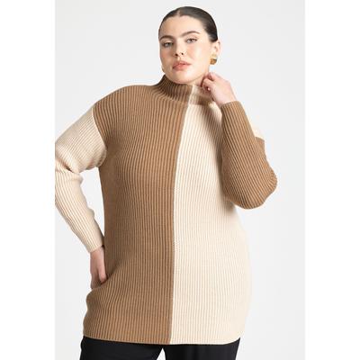 Plus Size Women's Mock Neck Colorblock Sweater by ...