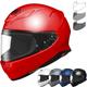 Shoei NXR2 Plain Motorcycle Helmet & Visor - Shine Red - 57-58cm | M - CWR-F2R Dark Smoke (Pinlock-Ready), Shine Red