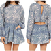Free People Dresses | Free People Blue Floral Long Sleeves Dress Size M | Color: Blue | Size: M