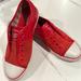 Coach Shoes | Coach Mika Red Leather/Suede Sneaker.Slip On,They Do Not Need/Use Laces Size 5b. | Color: Red | Size: 5