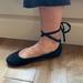 Jessica Simpson Shoes | Jessica Simpson Ballet Flats With Wrap Ankle Ties - Gennyfer - Size 9 | Color: Black | Size: 9