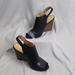 Coach Shoes | Coach Lindsay Wedge Heels Womens Size 6.5b Leather Black Sling Back Open Toe | Color: Black/Tan | Size: 6.5