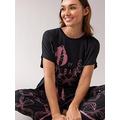 B By Ted Baker B By Baker Bow Printed Jersey PJ Set - Black & Pink, Black, Size 12, Women