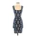 BCBGMAXAZRIA Casual Dress - Bodycon Square Sleeveless: Blue Stripes Dresses - Women's Size 2X-Small