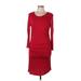 MNG by Mango Casual Dress - Midi: Red Solid Dresses - Women's Size Large