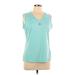 Adidas Active Tank Top: Teal Solid Activewear - Women's Size Large