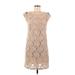 Cynthia Steffe Casual Dress - Mini Scoop Neck Short sleeves: Tan Print Dresses - Women's Size 8